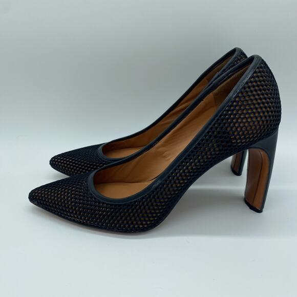 Derek Lam 10 Crosby Black Net Mesh Point Toe Pump Heels Preppy Women's size 8 - Picture 3 of 9